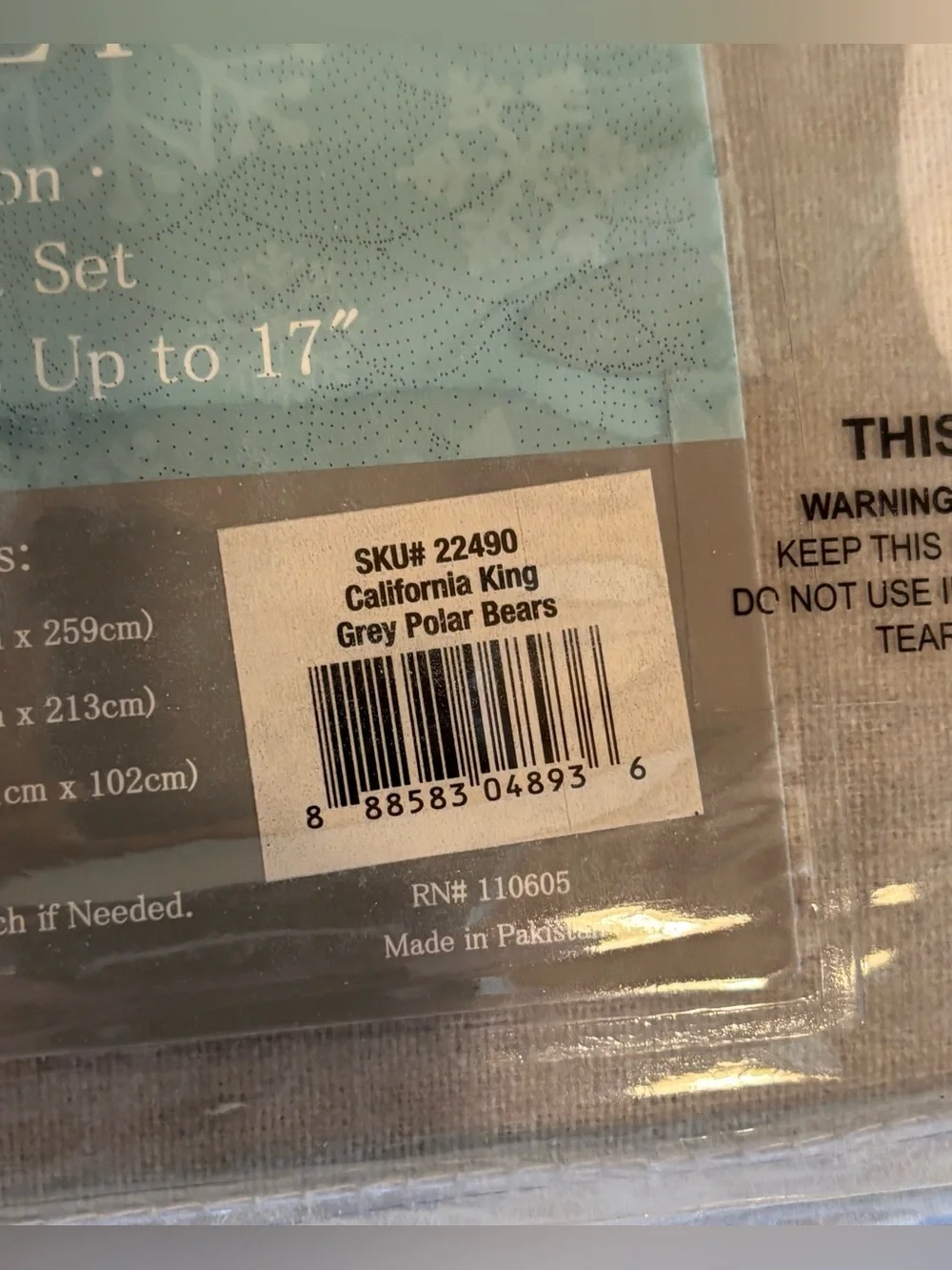 Heavyweight 100% Turkish Cotton Flannel Sheet Set Cali King Grey Polar Bear NWT